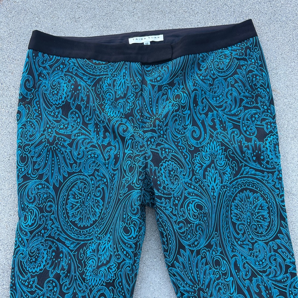 Trina Turk Color Blue Pants Women Size 12 Made in the USA - Picture 2 of 8